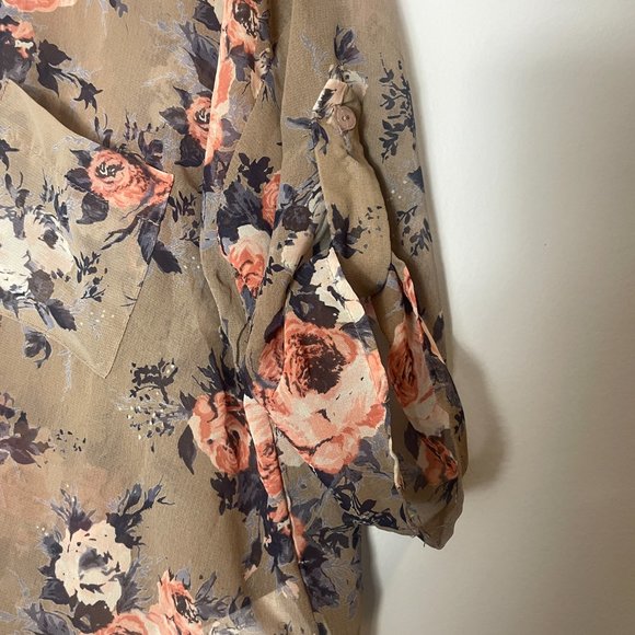 Urban Outfitters Pins and Needles Floral Flowy Kimono Top Size XS Feminine - Picture 4 of 8